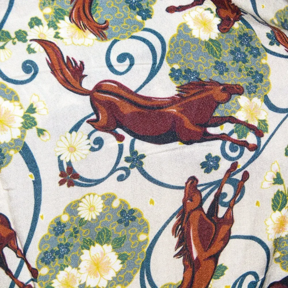 Kerrits EQL Horse Print Duster M/L Horses,  Flowers, Scroll print 100% Viscose - Picture 7 of 7